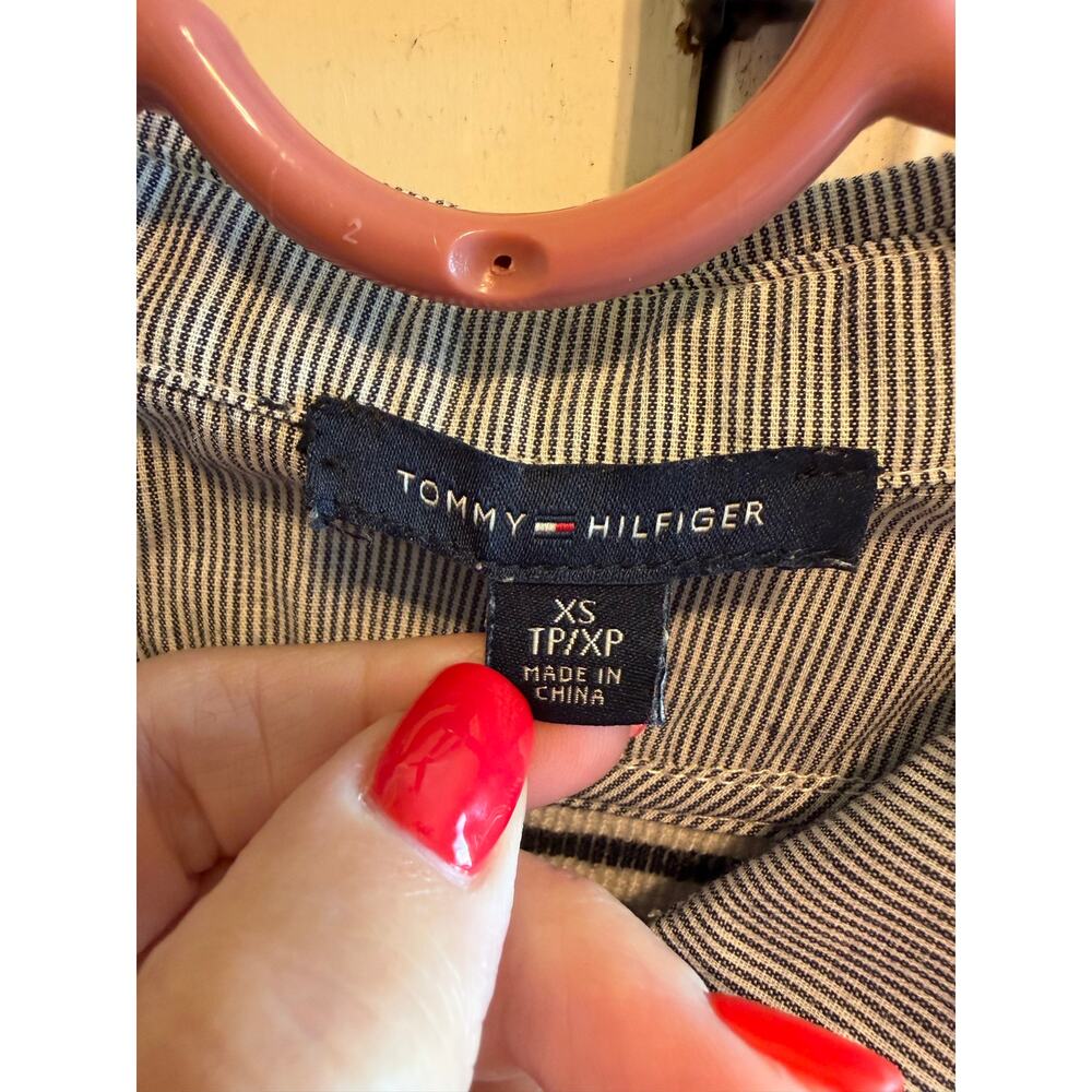 Tommy Hilfiger Layered Look Preppy Casual Navy Striped Collar Sweater Women’s S - Picture 4 of 9